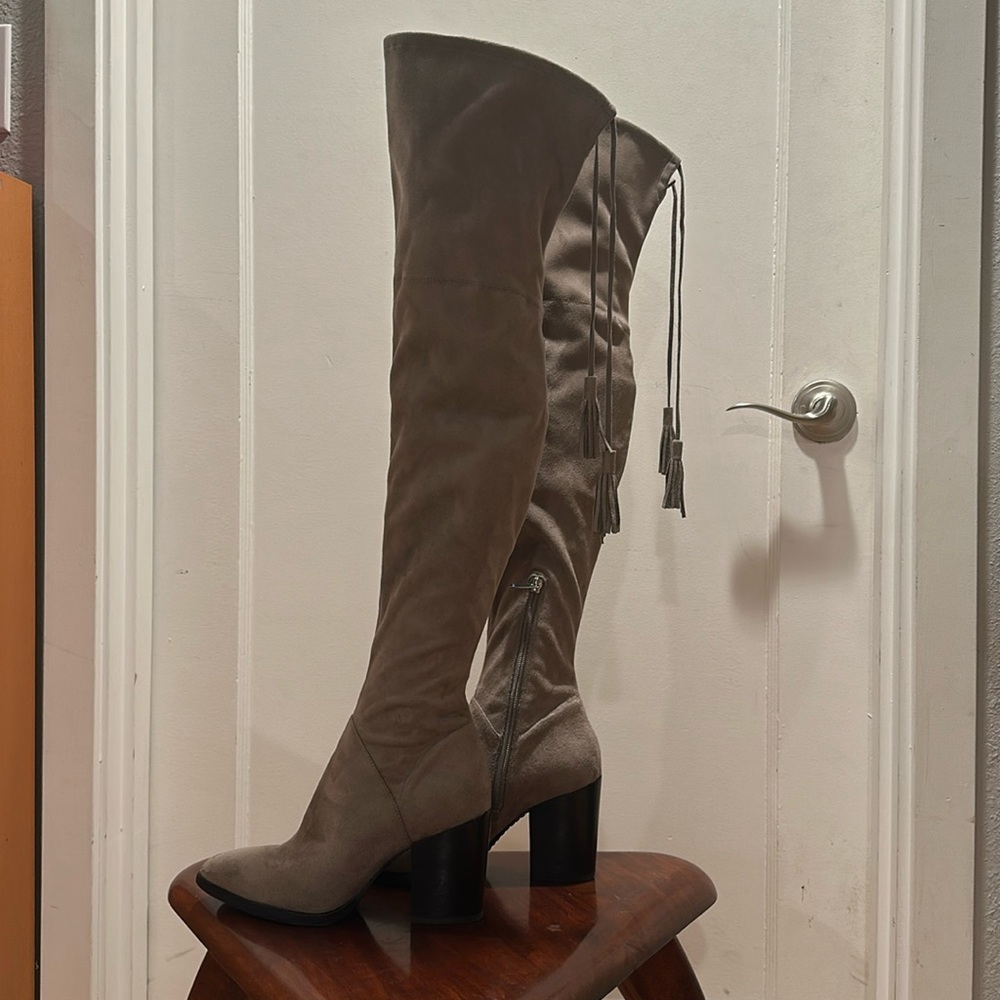 Marc Fisher Ltd. Arletta Taupe Over the Knee Suede Boot